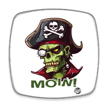 The zombie pirate landlubber says Moin - Square fridge magnet - white - Front