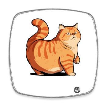 Fat Fat Cozy Fluffy Cat - Square fridge magnet - white - Front