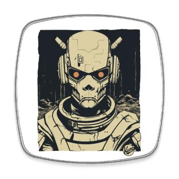 Super Humanoid Skull Skull Android Mecha - Square fridge magnet - white - Front