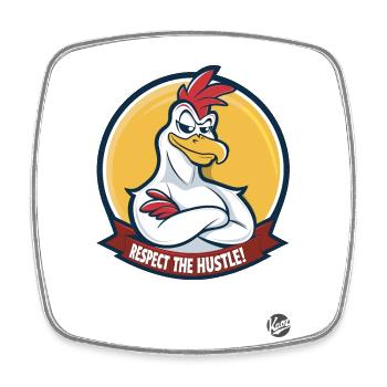 Respect the Hustle: Confident Rooster Edition - Square fridge magnet - white - Front