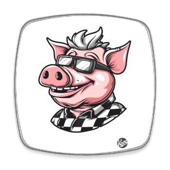 Chemise à carreaux – Papy Cochon - Magnet carré - blanc - Devant