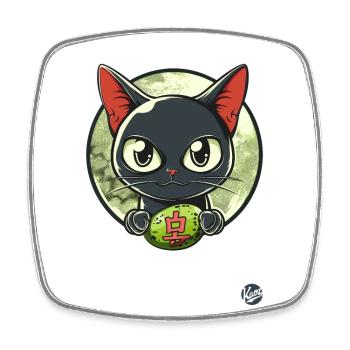 Japanese Gray Cat - Square fridge magnet - white - Front