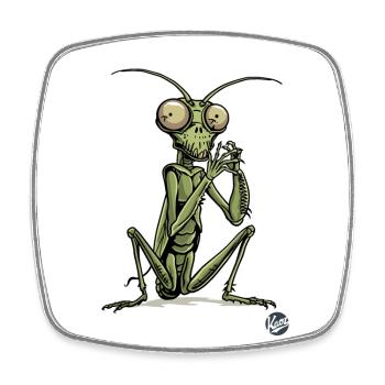 Zen dans le vert, une mante religieuse assise - Magnet carré - blanc - Devant