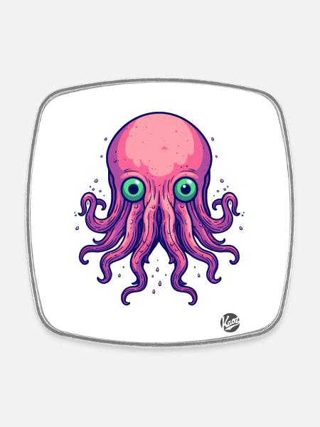 colorful cartoon octopus octopus - Square fridge magnet - white