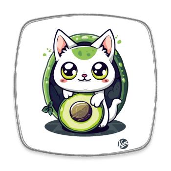 Avocato: Die süßeste Katze trifft Avocado - Viereckiger Kühlschrankmagnet - Weiß - Vorne