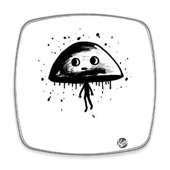 Head or UFO abduction: What's going on here? - Square fridge magnet - white - Front