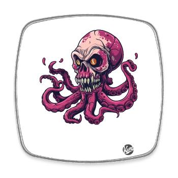 Zombie Octopus Kraken Skull - Square fridge magnet - white - Front