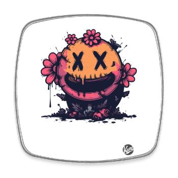 Funny X-Eyes Horror Flower - Square fridge magnet - white - Front