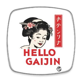 Hello Gaijin - Vintage Japan Design mit Geisha - Viereckiger Kühlschrankmagnet - Weiß - Vorne