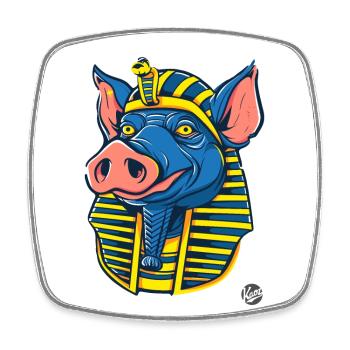 Pharaoh Pig - Square fridge magnet - white - Front