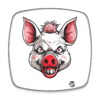 White Creepy Psycho Horror Pig - Square fridge magnet - white - Front