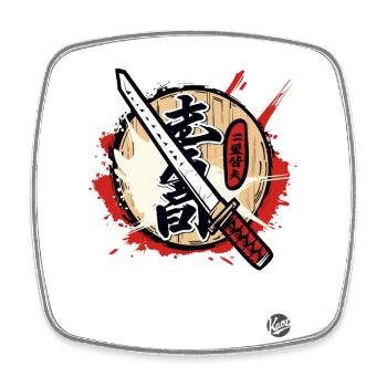 Stilvolles Katana Design im japanischen Stil - Viereckiger Kühlschrankmagnet - Weiß - Vorne