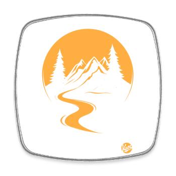 Natural scenery with trees, river and mountains - Square fridge magnet - white - Front