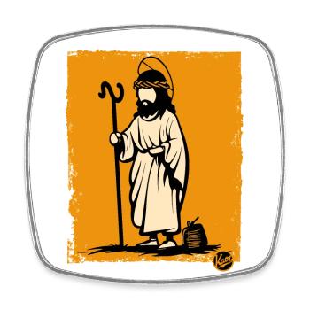 Der Wanderer und Erlöser Jesus - Viereckiger Kühlschrankmagnet - Weiß - Vorne