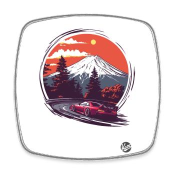 Mount Fuji JDM Rennwagen - Viereckiger Kühlschrankmagnet - Weiß - Vorne