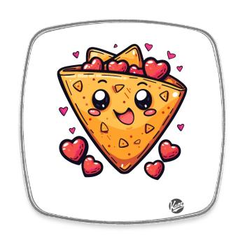 Love, Nachos and Hearts - Square fridge magnet - white - Front