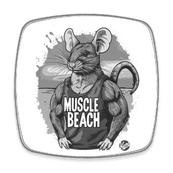 Retro Bodybuilder Muscle Beach Rat - Square fridge magnet - white - Front