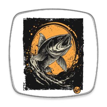 For anglers while fishing, a fish - Square fridge magnet - white - Front