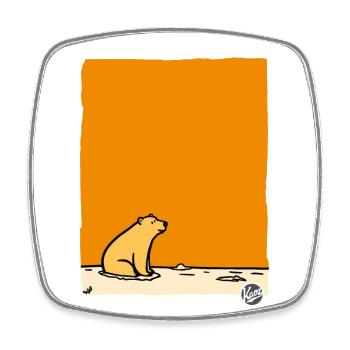 There's a polar bear - Square fridge magnet - white - Front