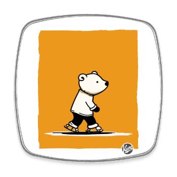Petit ours polaire sur des patins - Magnet carré - blanc - Devant