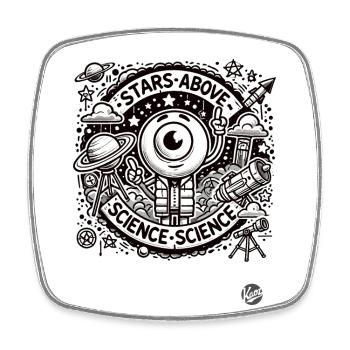 Science Above the Stars, Retro Astronomer - Square fridge magnet - white - Front