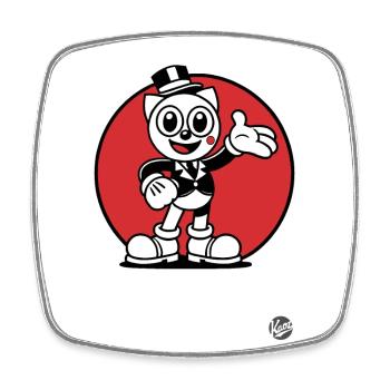 Retro Katze Design "Charmanter Kater" Vintage Stil - Viereckiger Kühlschrankmagnet - Weiß - Vorne