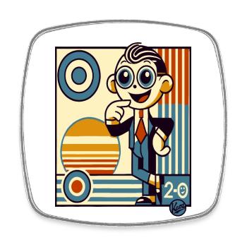 Gentleman de dessin animé rétro dans le style de l’art déco des années 20 - Magnet carré - blanc - Devant