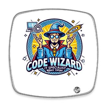 Code Wizard Restart Specialist Expert en informatique - Magnet carré - blanc - Devant