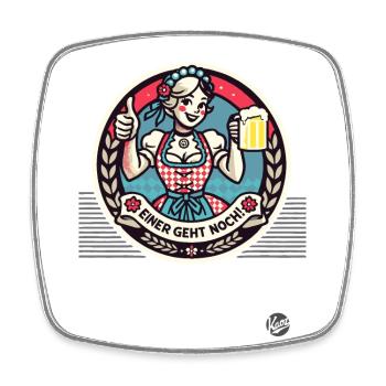 Un de plus, pouce levé Dirndl fille avec de la bière - Magnet carré - blanc - Devant