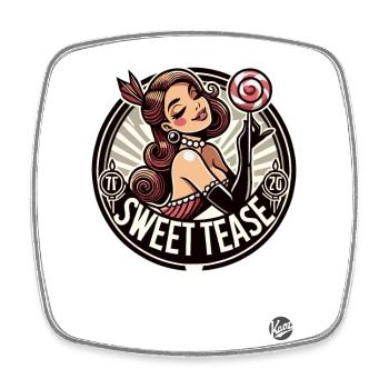 Retro Cartoon Burlesque Frau mit Lollipop - Viereckiger Kühlschrankmagnet - Weiß - Vorne