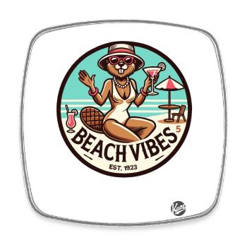 Beaver Lady apporte une ambiance rétro de plage de vacances - Magnet carré - blanc - Devant