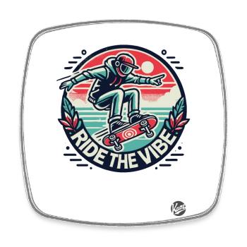 Ambiance cool pour le skateur en skateboard - Magnet carré - blanc - Devant