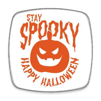 Restez effrayant Citrouille d’Halloween - Magnet carré - blanc - Devant