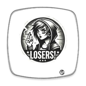 Kantiges Alternatives Goth Punk Girl: Losers - Viereckiger Kühlschrankmagnet - Weiß - Vorne
