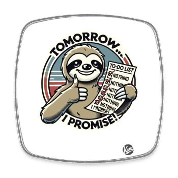 Promised to do nothing, sloth to-do list - Square fridge magnet - white - Front
