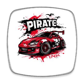 Chibi JDM Pirate Street Racer Car - Square fridge magnet - white - Front