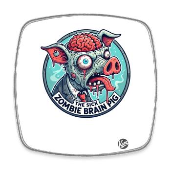 The Sick Brain Zombie Pig - Square fridge magnet - white - Front