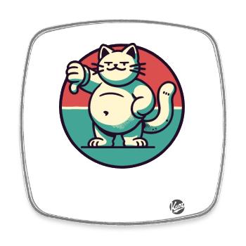 Gros chat avec les pouces vers le bas - Magnet carré - blanc - Devant