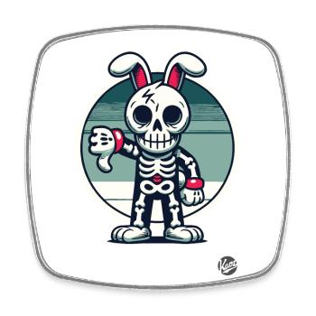 Lapin squelette effrayant avec les pouces vers le bas - Magnet carré - blanc - Devant