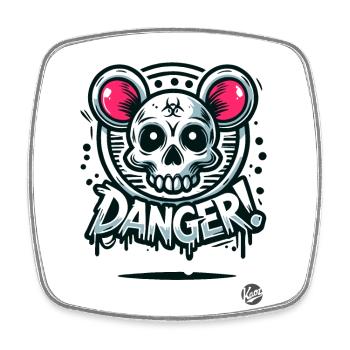 Gefährlicher Totenkopf Ratte Hamster - Viereckiger Kühlschrankmagnet - Weiß - Vorne