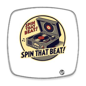Vintage Retro Turntable Case - Square fridge magnet - white - Front