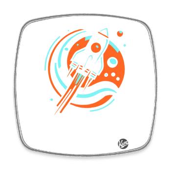 Retro Cool Cartoon Rocket - Square fridge magnet - white - Front