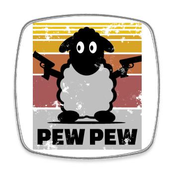 Black Sheep Pew Pew Vintage Design - Square fridge magnet - white - Front