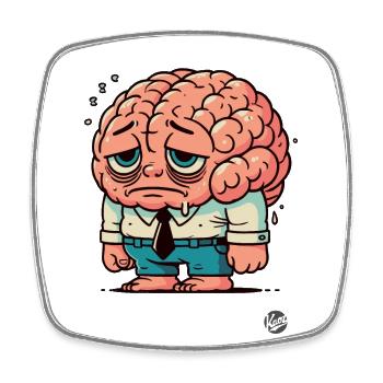 Sad Clever Brain Man - Square fridge magnet - white - Front