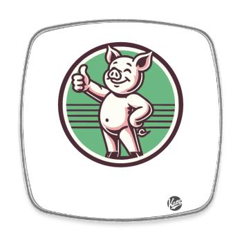 Pouce en l’air – Drôle de cochon - Magnet carré - blanc - Devant