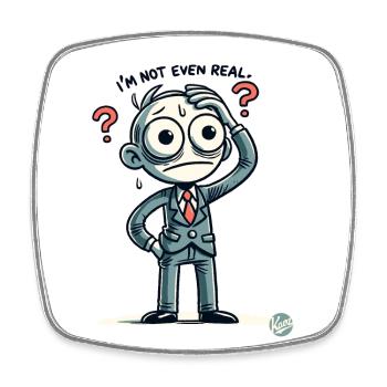 Cartoon-Mann: Ich bin nicht mal echt - Viereckiger Kühlschrankmagnet - Weiß - Vorne