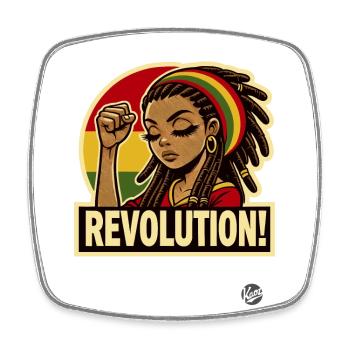 Rasta Girl: Rastafari Revolution - Square fridge magnet - white - Front