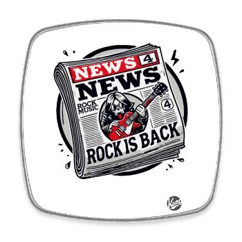 Fake newspaper: Rock music is back - Square fridge magnet - white - Front