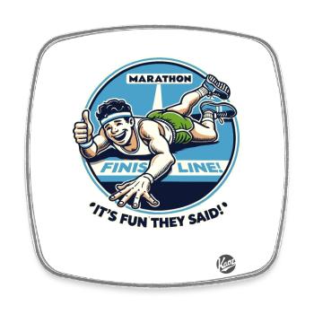 Courir un marathon ? C’est amusant, ont-ils dit - Magnet carré - blanc - Devant