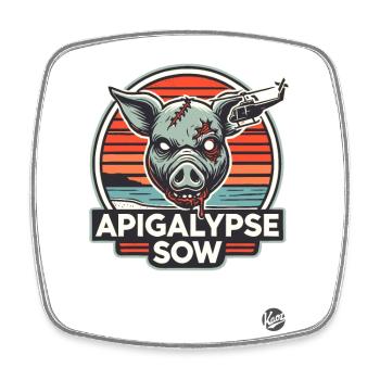 Apokalypse-Schwein - Viereckiger Kühlschrankmagnet - Weiß - Vorne